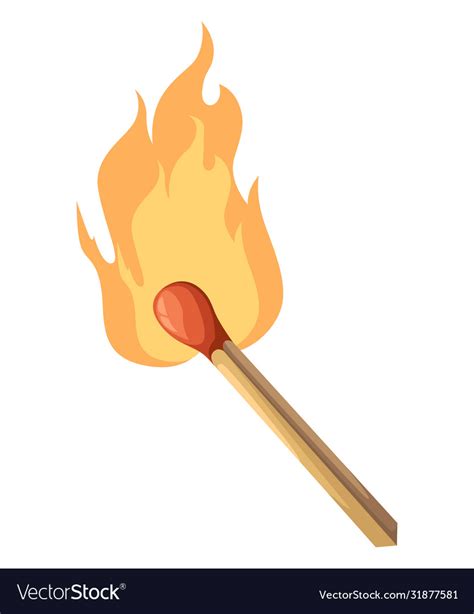 Burning match stick with fire isolated Royalty Free Vector