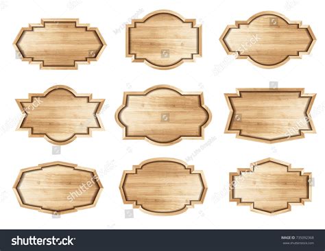 Vector Wooden Stickers Label Collection Set Stock Vector (Royalty Free ...