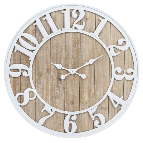 CBK Natural Wood Wall Clock With White Enamel Numbers 168519 - Walmart.com - Walmart.com