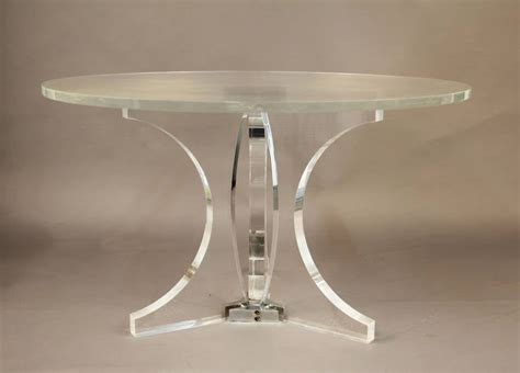 Very Thick Lucite Round Dining Table with Lucite Top and Chrome Accents at 1stDibs | round ...