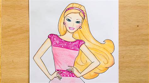 How to Draw a Beautiful Barbie GIRL with Beautiful DRESS | BARBIE Doll Drawing Easy - YouTube