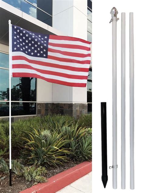 10' Foot White Aluminum Flag Pole Kit (No Flag) - Walmart.com