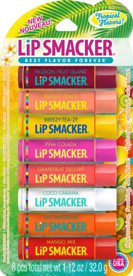 GetUSCart- Lip Smacker Flavored Lip Balm Tropic Fever Pack of 8, Passion Fruit, Peach, Breezey ...