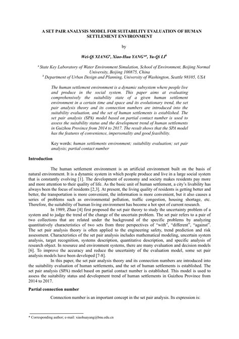 (PDF) A set pair analysis model for suitability evaluation of human settlement environment