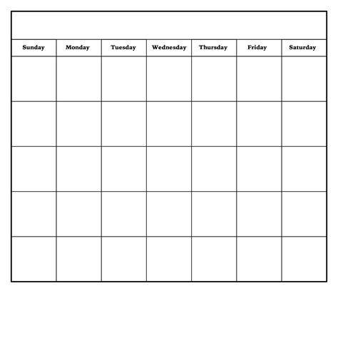 Printable Blank Monthly Calendar Template