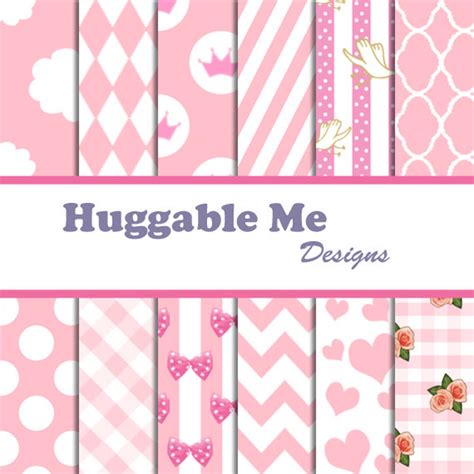 Baby Girl Scrapbook Paper Pink Hearts Polka Dots Stripes Floral Chevron Digital Download for ...