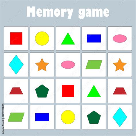 Memory game with pictures (geometric shapes) for children, fun ...