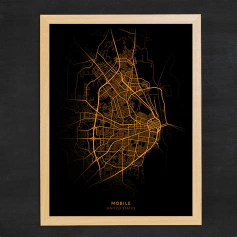 Mobile City Map, Mobile - United States City Map Poster | Inspire Uplift