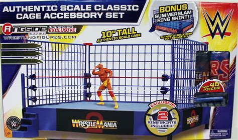 WWE Classic Blue Steel Cage Playset w/ 2 Ring Skirts - Ringside Collectibles Exclusive Toy ...