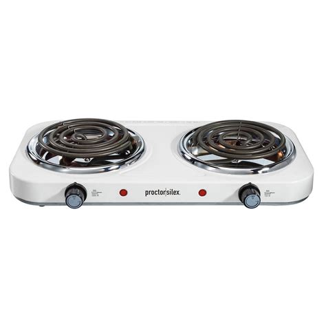 Double Electric Burner Cooktop with Adjustable Temperature, White - Model - 34116 | ProctorSilex.com