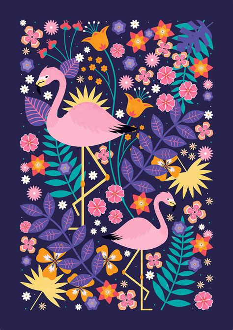 Carly Watts Art & Illustration: Flamingo Tropical