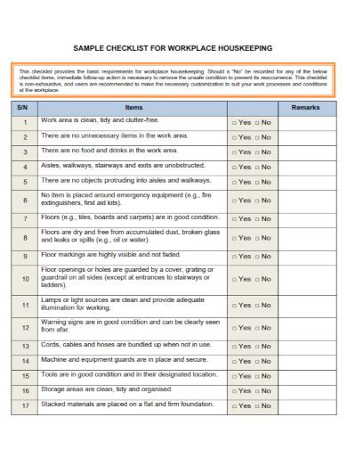 Housekeeping Checklist - 10+ Examples, Format, How to Make, Pdf