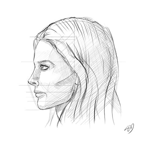 How To Draw A Female Face From The Side : Side Downward | Boewasuoe ...