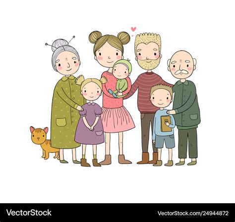 Happy family parents with children cute cartoon Vector Image