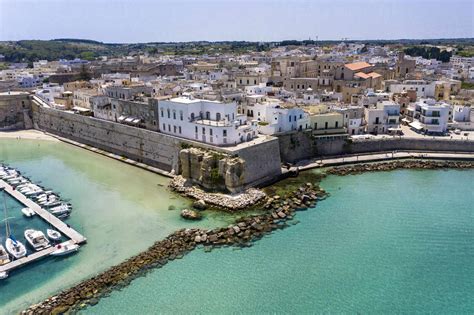 Italy, Apulia, Lecce, aerial view of coast stock photo