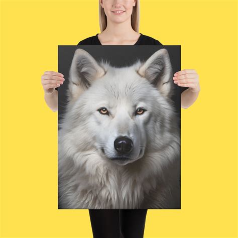 White Wolf Art Wall Art, Black and White Canva, Wildlife Decor Xlarge ...