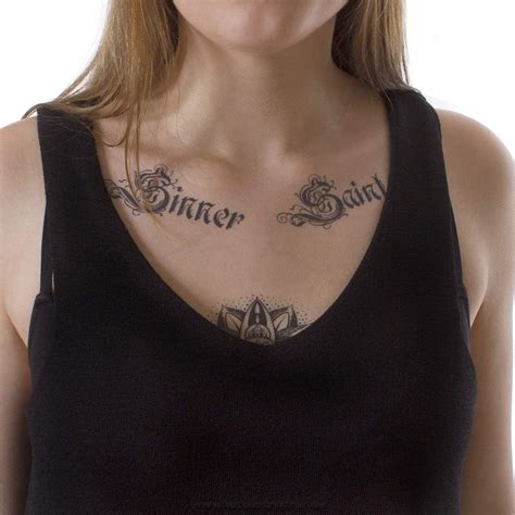 2 x Sinner und Saint Tattoo Schriftzug - Temporary Fake Tattoo in schwarz (2): Amazon.de: Beauty