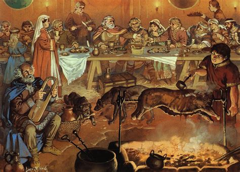 Feasting, a chieftain's great hall | Germanic tribes, Norse, Vikings