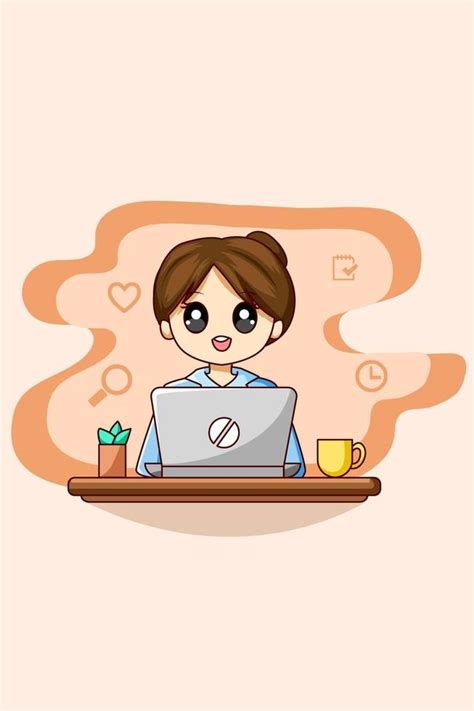 Office worker girl with laptop business cartoon illustration 3226822 Vector Art at Vecteezy