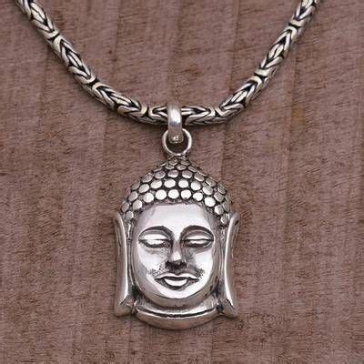 Sterling silver pendant necklace, 'Charm of Buddha'