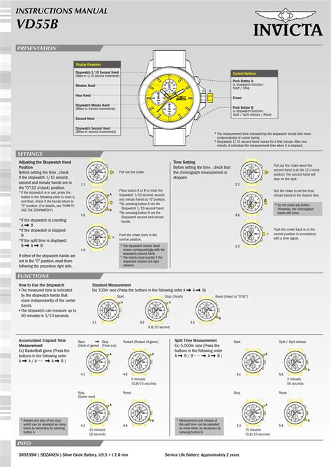 Invicta Watch Battery Chart