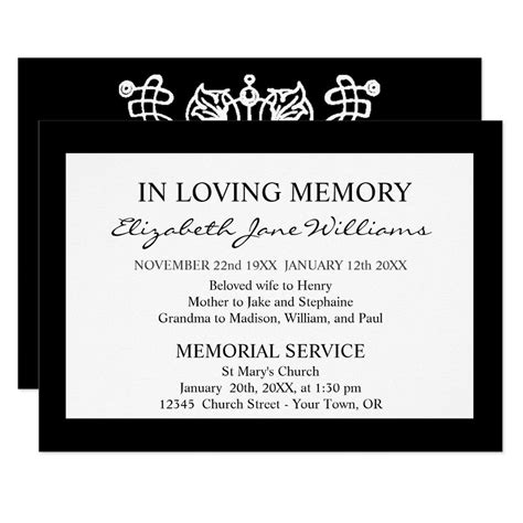 In Loving Memory | Funeral | Simple Black Boarder Invitation | Zazzle ...