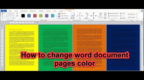 How to change word document pages color - YouTube