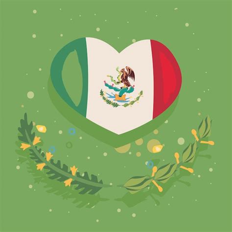 Premium Vector | Mexican flag in heart shape