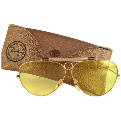 New Vintage Ray Ban Kalichrome Shooter Gold 62Mm 1960's B&L Sunglasses ...