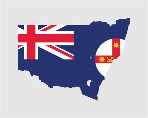 New South Wales Map Flag. Map of NSW with state flag. Australian State ...