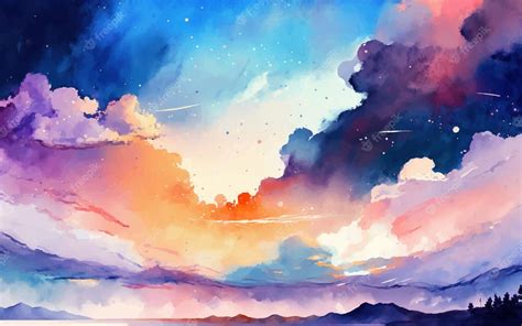 Premium Vector | Sky painting watercolor