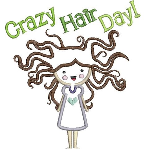 Crazy Hair Day Applique Crazy Hair Girl Applique Design I - Etsy