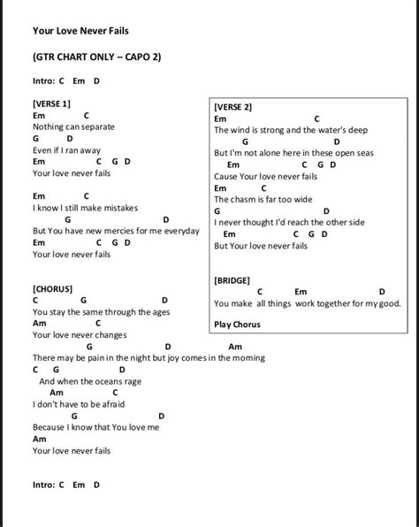 “Your Love Never Fails” Chords! | Worship chords, Your love never fails ...