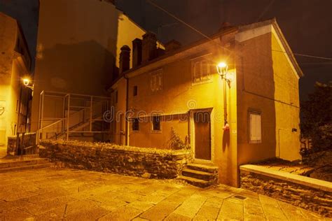 Empty night street stock image. Image of house, pavement - 126444283