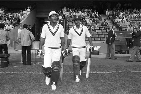 Desmond Haynes and Gordon Greenidge walk out to bat at Stamford Bridge ...