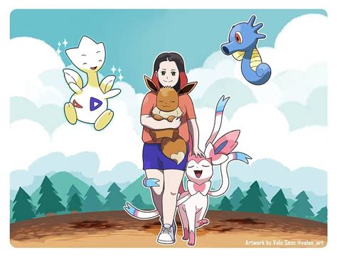 Trainer Michelle and her favorite Pokémon! Commission done to @michelle_is_a_kitten . . . . . # ...