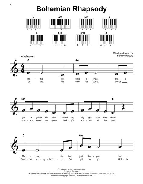 Bohemian Rhapsody Sheet Music | Queen | Super Easy Piano | Clarinet ...