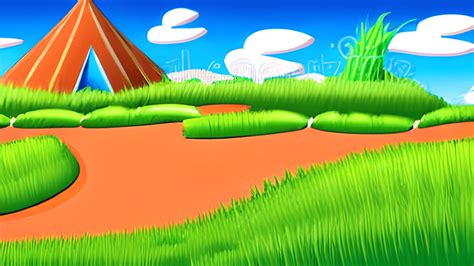 Magic Cartoon Country Land with Grass Background Illustration ...