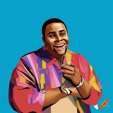 Kenan thompson in a modern simple illustration style using the pantone spring 2023 fashion color ...