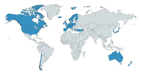 Map Of Most Developed Countries Labeled