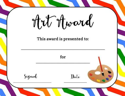 Printable Creative Artist Award Certificate Children S For Art Certificate Template Free ...