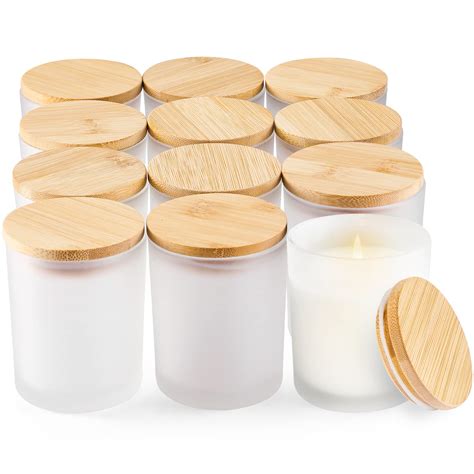 Buy Frosted Glass Candle Jars, 12 Pack Candle DIY Glass Jars with ...