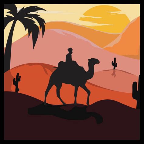 Camels pass through the desert. African Landscape. You can use it for Islamic backgrounds ...