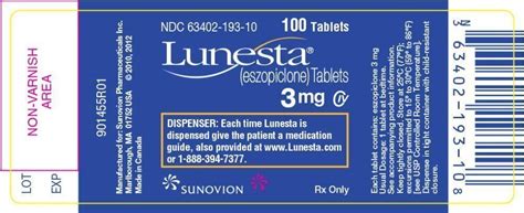 Lunesta - FDA prescribing information, side effects and uses