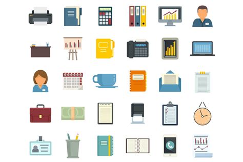 Office Manager Icons Set Flat Vector Graphic by anatolir56 · Creative Fabrica