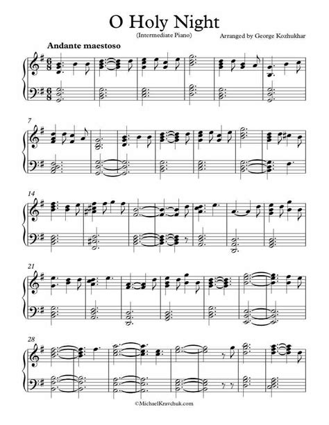 Free Piano Arrangement Sheet Music – O Holy Night – Michael Kravchuk