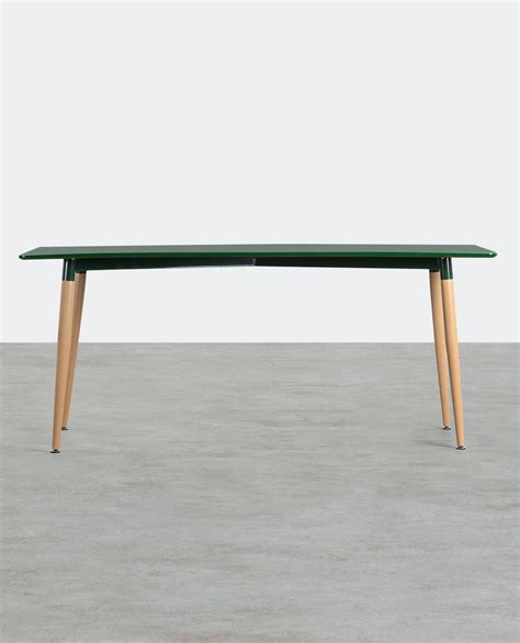 Rectangular Dining Table in Metal and Wood (180x80 cm) Skaule - themasie.com