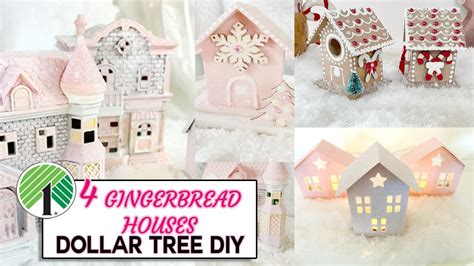 DOLLAR TREE CHRISTMAS DIY: 4 DIFFERENT STYLES OF GINGERBREAD HOUSES ...