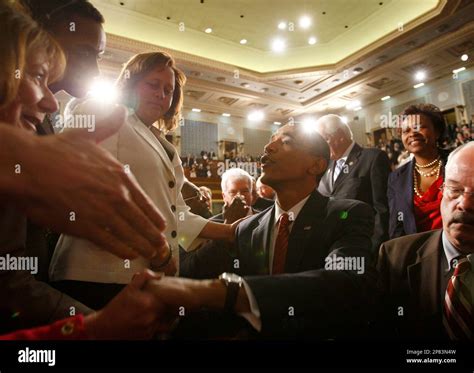 President Barack Obama shakes hands after speaking to a joint session ...