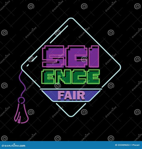 Science fair emblem design stock image. Image of neon - 233309653